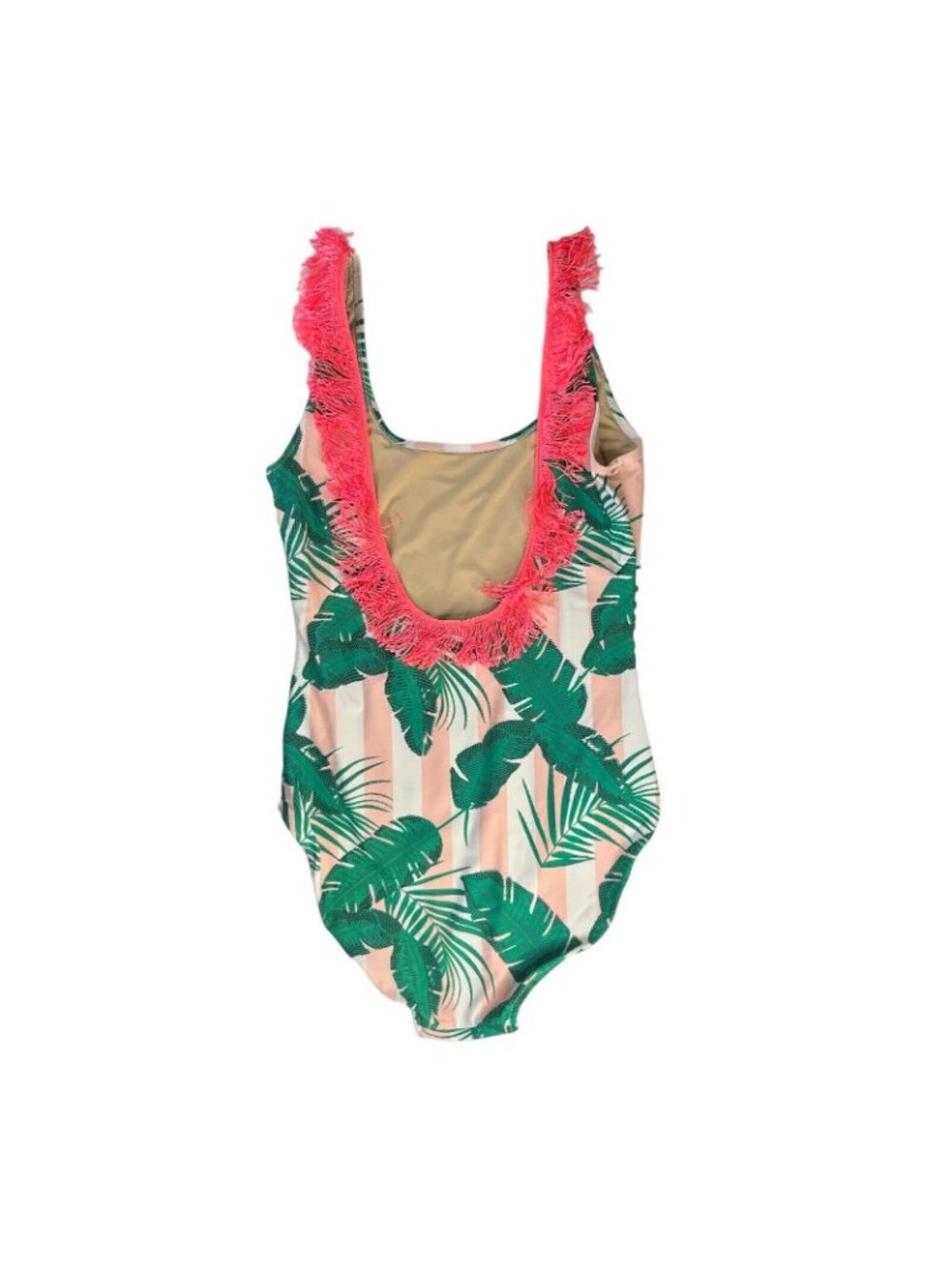 Shade Critters One Piece Swim Suit Size 10 Green Pink Palms Fringe Pool Summer - Picture 2 of 9